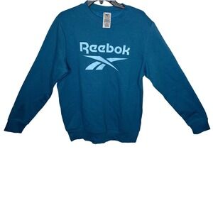 Reebok Mens Crewneck Sweatshirt Teal Blue Logo Size L